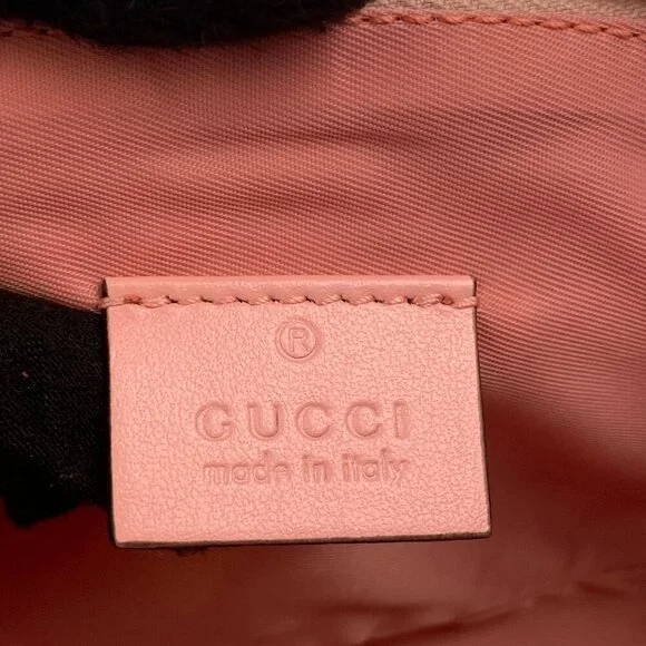 NWT Gucci GG Marmont Cosmetic Pouch in Pink Quilted Chevron Leather - Picture 8 of 11